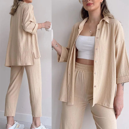 CAMILA | SUMMER LAPEL SHIRT & WIDE-LEG TROUSERS SUIT