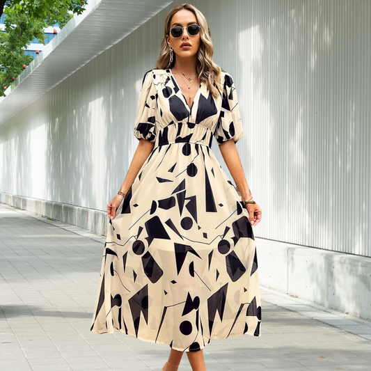 LEONA | TIMELESS MIDI DRESS WITH PUFF SLEEVES